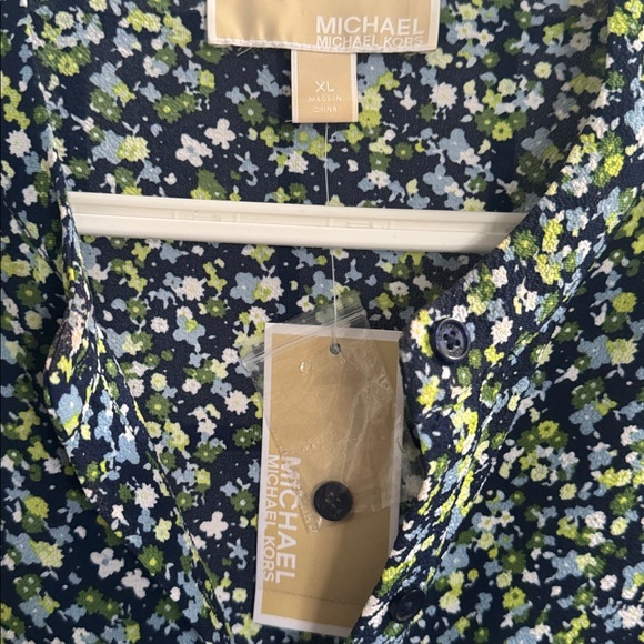 Michael Kors 3 Pc Set Micro Floral Blouse Skirt & Belt Beautiful Set NWT Sz L/XL - Picture 12 of 15
